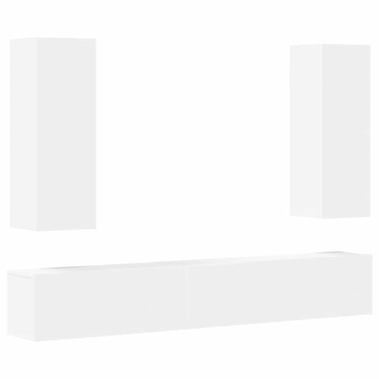 5 Piece TV Cabinet Set White Engineered Wood 5 Piece TV Cabinet Set White Engineered Wood