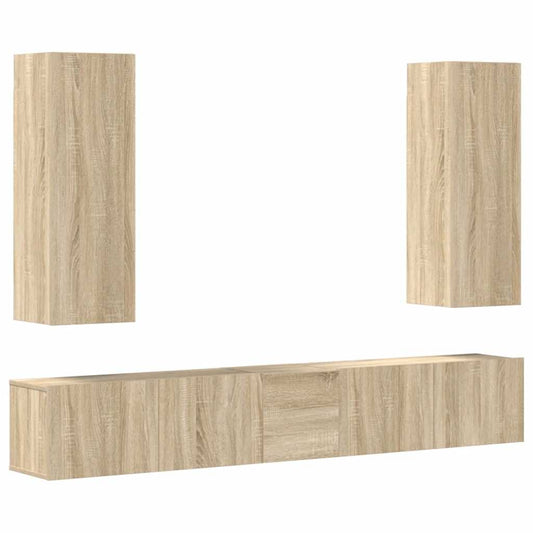 5 Piece TV Cabinet Set Sonoma Oak Engineered Wood 5 Piece TV Cabinet Set Sonoma Oak Engineered Wood