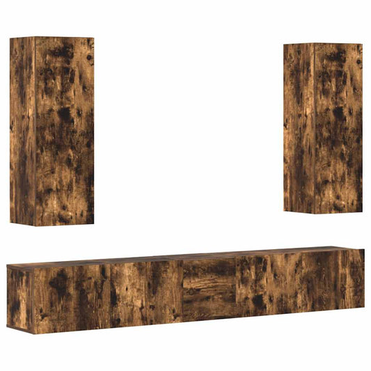 5 Piece TV Cabinet Set Smoked Oak Engineered Wood 5 Piece TV Cabinet Set Smoked Oak Engineered Wood