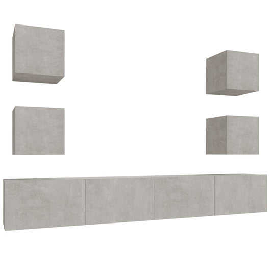 6 Piece TV Cabinet Set Concrete Grey Engineered Wood 6 Piece TV Cabinet Set Concrete Grey Engineered Wood
