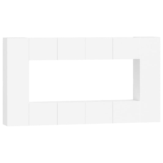 8 Piece TV Cabinet Set White Engineered Wood 8 Piece TV Cabinet Set White Engineered Wood