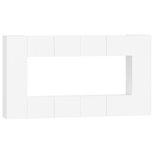 8 Piece TV Cabinet Set White Engineered Wood 8 Piece TV Cabinet Set White Engineered Wood