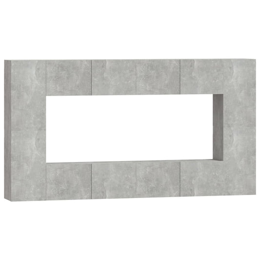8 Piece TV Cabinet Set Concrete Grey Engineered Wood 8 Piece TV Cabinet Set Concrete Grey Engineered Wood