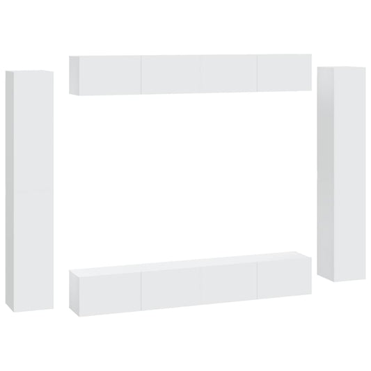 8 Piece TV Cabinet Set White Engineered Wood 8 Piece TV Cabinet Set White Engineered Wood