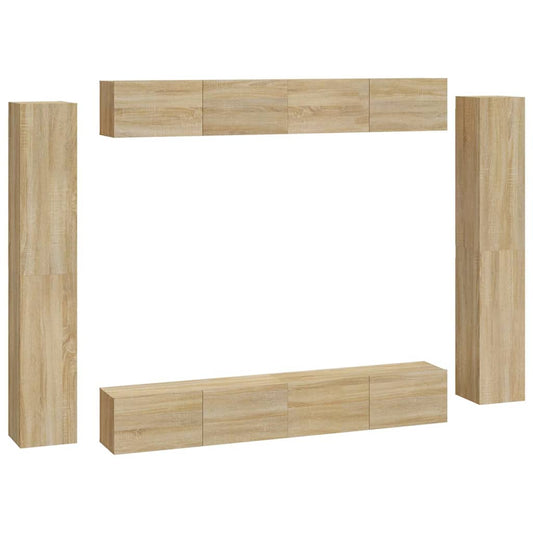 8 Piece TV Cabinet Set Sonoma Oak Engineered Wood 8 Piece TV Cabinet Set Sonoma Oak Engineered Wood