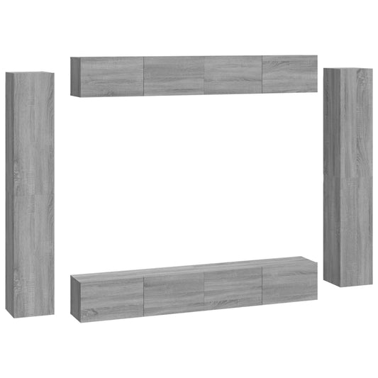 8 Piece TV Cabinet Set Grey Sonoma Engineered Wood 8 Piece TV Cabinet Set Grey Sonoma Engineered Wood