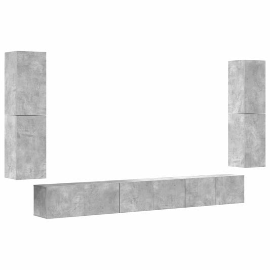 7 Piece TV Cabinet Set Concrete Grey Engineered Wood 7 Piece TV Cabinet Set Concrete Grey Engineered Wood