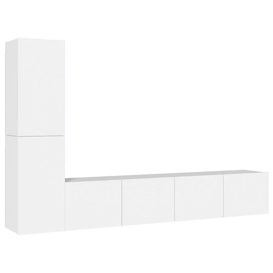 4 Piece TV Cabinet Set White Engineered Wood 4 Piece TV Cabinet Set White Engineered Wood