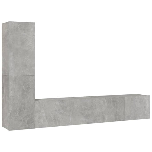 4 Piece TV Cabinet Set Concrete Grey Engineered Wood 4 Piece TV Cabinet Set Concrete Grey Engineered Wood