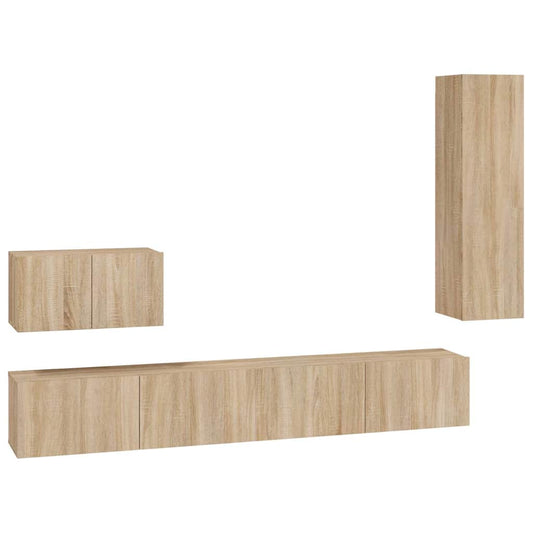 4 Piece TV Cabinet Set Sonoma Oak Engineered Wood 4 Piece TV Cabinet Set Sonoma Oak Engineered Wood