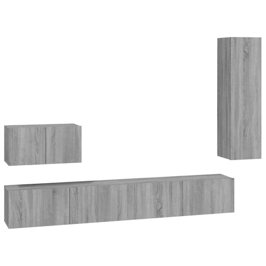 4 Piece TV Cabinet Set Grey Sonoma Engineered Wood 4 Piece TV Cabinet Set Grey Sonoma Engineered Wood