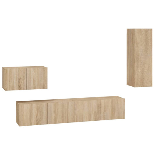 4 Piece TV Cabinet Set Sonoma Oak Engineered Wood 4 Piece TV Cabinet Set Sonoma Oak Engineered Wood