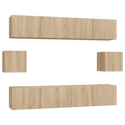 6 Piece TV Cabinet Set Sonoma Oak Engineered Wood 6 Piece TV Cabinet Set Sonoma Oak Engineered Wood