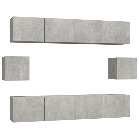 6 Piece TV Cabinet Set Concrete Grey Engineered Wood 6 Piece TV Cabinet Set Concrete Grey Engineered Wood