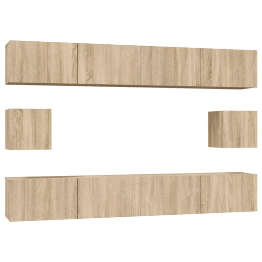 6 Piece TV Cabinet Set Sonoma Oak Engineered Wood 6 Piece TV Cabinet Set Sonoma Oak Engineered Wood