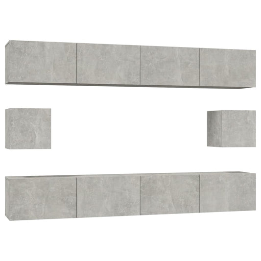 6 Piece TV Cabinet Set Concrete Grey Engineered Wood 6 Piece TV Cabinet Set Concrete Grey Engineered Wood