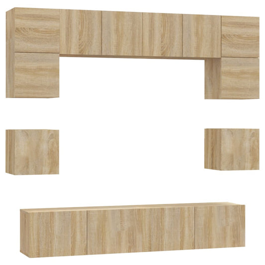 8 Piece TV Cabinet Set Sonoma Oak Engineered Wood 8 Piece TV Cabinet Set Sonoma Oak Engineered Wood