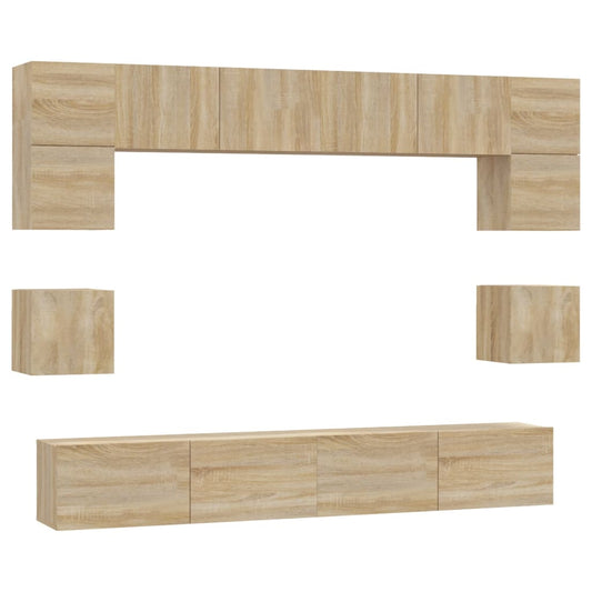 8 Piece TV Cabinet Set Sonoma Oak Engineered Wood 8 Piece TV Cabinet Set Sonoma Oak Engineered Wood