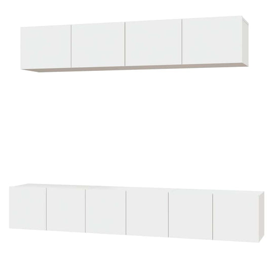 5 Piece TV Cabinet Set White Engineered Wood 5 Piece TV Cabinet Set White Engineered Wood