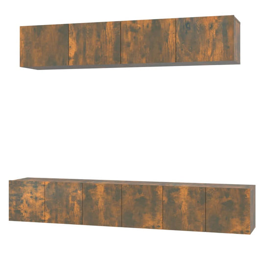 5 Piece TV Cabinet Set Smoked Oak Engineered Wood 5 Piece TV Cabinet Set Smoked Oak Engineered Wood