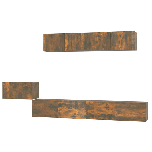 5 Piece TV Cabinet Set Smoked Oak Engineered Wood 5 Piece TV Cabinet Set Smoked Oak Engineered Wood