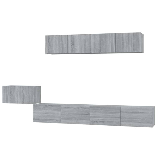 5 Piece TV Cabinet Set Grey Sonoma Engineered Wood 5 Piece TV Cabinet Set Grey Sonoma Engineered Wood