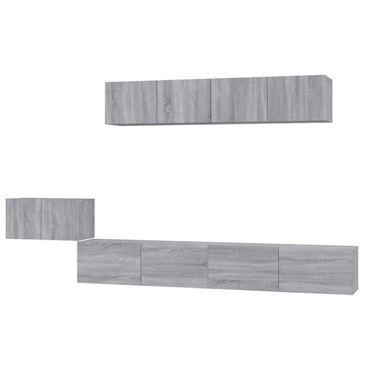 5 Piece TV Cabinet Set Grey Sonoma Engineered Wood 5 Piece TV Cabinet Set Grey Sonoma Engineered Wood