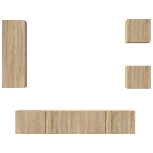 5 Piece TV Cabinet Set Sonoma Oak Engineered Wood 5 Piece TV Cabinet Set Sonoma Oak Engineered Wood