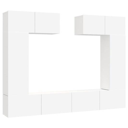 6 Piece TV Cabinet Set White Engineered Wood 6 Piece TV Cabinet Set White Engineered Wood