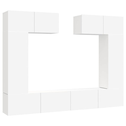 6 Piece TV Cabinet Set White Engineered Wood 6 Piece TV Cabinet Set White Engineered Wood