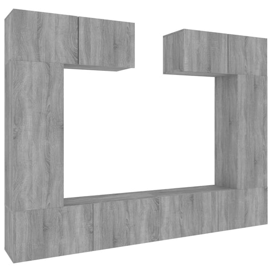 6 Piece TV Cabinet Set Grey Sonoma Engineered Wood 6 Piece TV Cabinet Set Grey Sonoma Engineered Wood