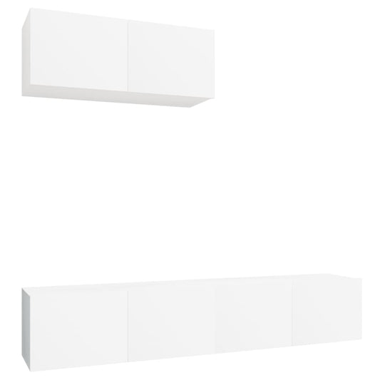 3 Piece TV Cabinet Set White Engineered Wood 3 Piece TV Cabinet Set White Engineered Wood