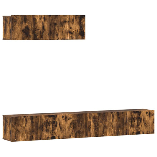 3 Piece TV Cabinet Set Smoked Oak Engineered Wood 3 Piece TV Cabinet Set Smoked Oak Engineered Wood