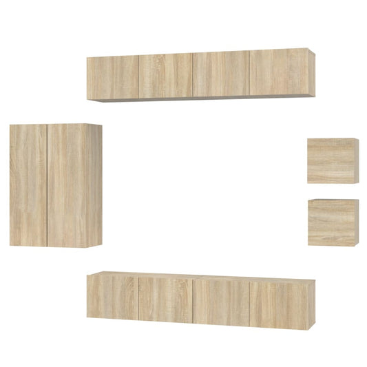 8 Piece TV Cabinet Set Sonoma Oak Engineered Wood 8 Piece TV Cabinet Set Sonoma Oak Engineered Wood