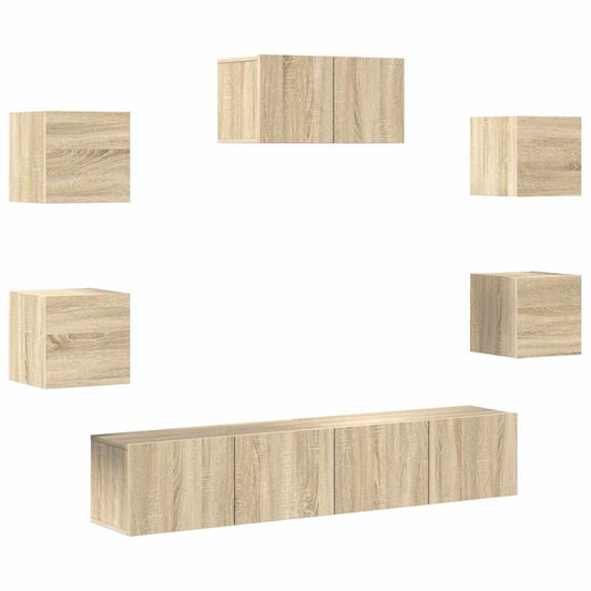 7 Piece TV Cabinet Set Sonoma Oak Engineered Wood 7 Piece TV Cabinet Set Sonoma Oak Engineered Wood