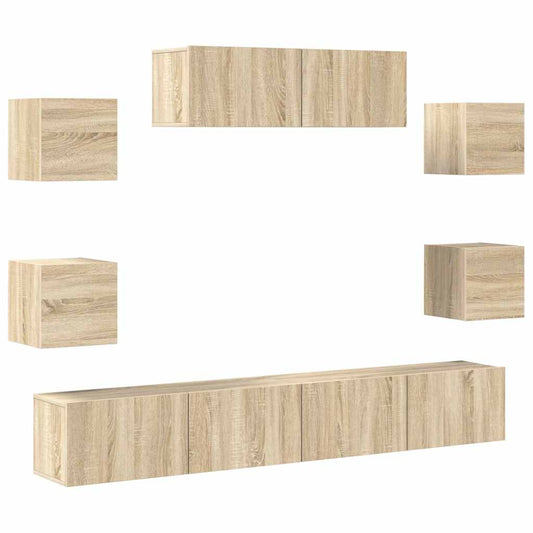 7 Piece TV Cabinet Set Sonoma Oak Engineered Wood 7 Piece TV Cabinet Set Sonoma Oak Engineered Wood