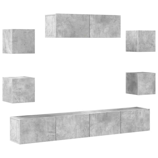 7 Piece TV Cabinet Set Concrete Grey Engineered Wood 7 Piece TV Cabinet Set Concrete Grey Engineered Wood