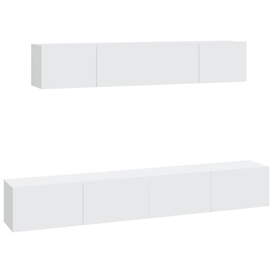 4 Piece TV Cabinet Set White Engineered Wood 4 Piece TV Cabinet Set White Engineered Wood
