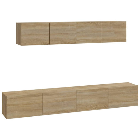 4 Piece TV Cabinet Set Sonoma Oak Engineered Wood 4 Piece TV Cabinet Set Sonoma Oak Engineered Wood