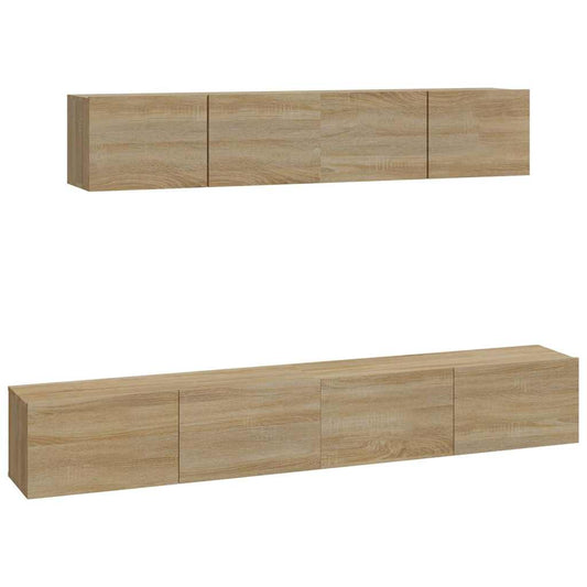 4 Piece TV Cabinet Set Sonoma Oak Engineered Wood 4 Piece TV Cabinet Set Sonoma Oak Engineered Wood