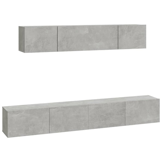 4 Piece TV Cabinet Set Concrete Grey Engineered Wood 4 Piece TV Cabinet Set Concrete Grey Engineered Wood