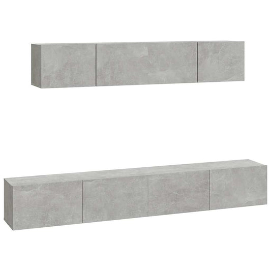 4 Piece TV Cabinet Set Concrete Grey Engineered Wood 4 Piece TV Cabinet Set Concrete Grey Engineered Wood