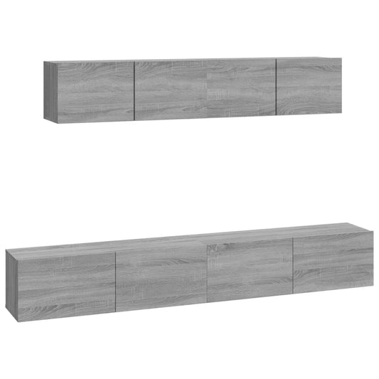 4 Piece TV Cabinet Set Grey Sonoma Engineered Wood 4 Piece TV Cabinet Set Grey Sonoma Engineered Wood