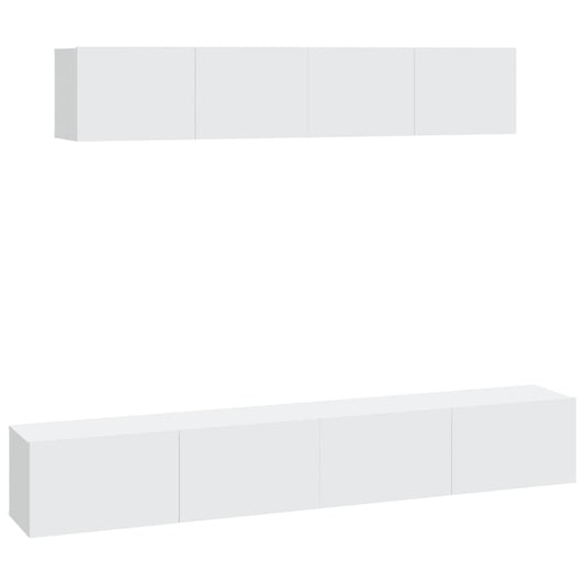 4 Piece TV Cabinet Set White Engineered Wood 4 Piece TV Cabinet Set White Engineered Wood