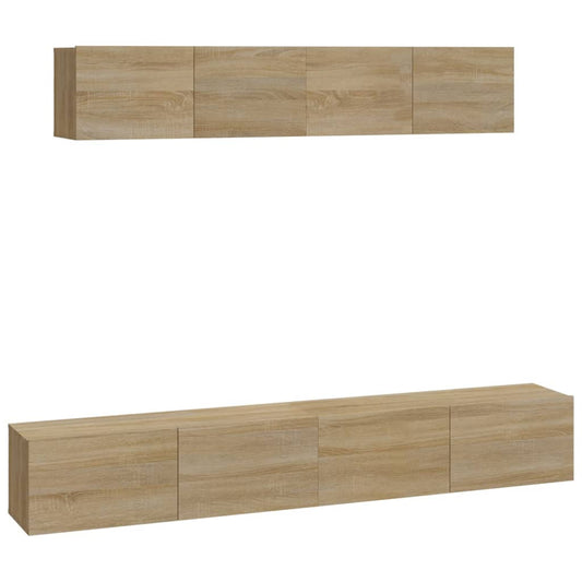 4 Piece TV Cabinet Set Sonoma Oak Engineered Wood 4 Piece TV Cabinet Set Sonoma Oak Engineered Wood
