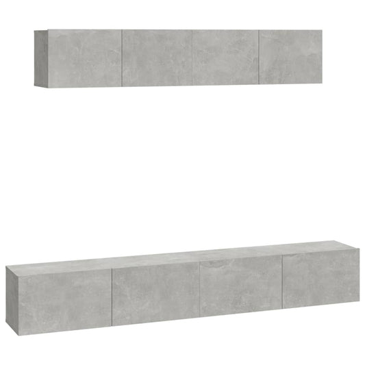 4 Piece TV Cabinet Set Concrete Grey Engineered Wood 4 Piece TV Cabinet Set Concrete Grey Engineered Wood