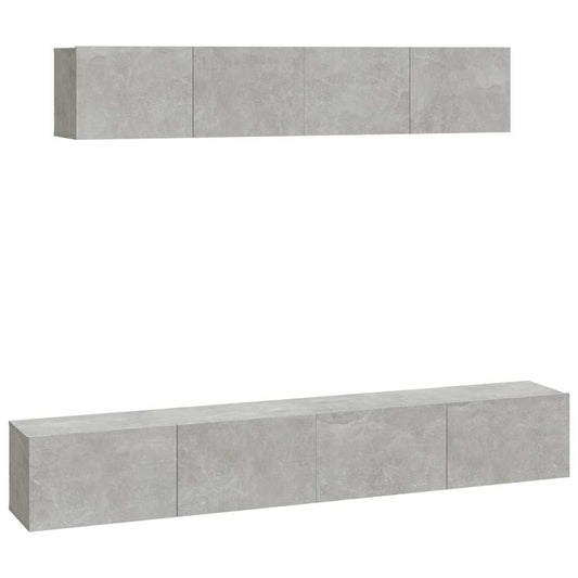 4 Piece TV Cabinet Set Concrete Grey Engineered Wood 4 Piece TV Cabinet Set Concrete Grey Engineered Wood