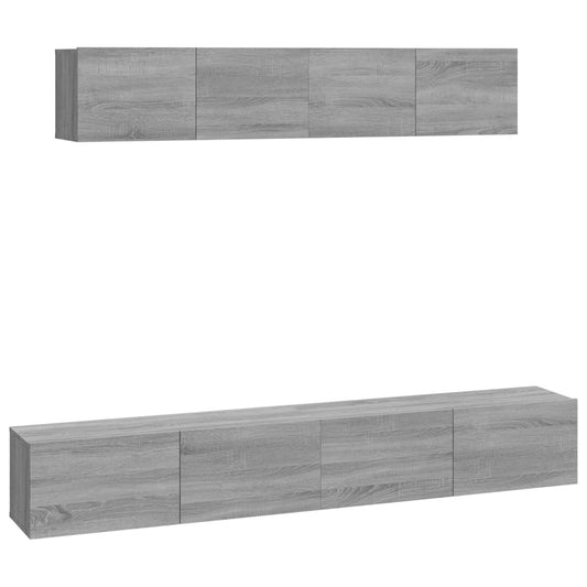 4 Piece TV Cabinet Set Grey Sonoma Engineered Wood 4 Piece TV Cabinet Set Grey Sonoma Engineered Wood