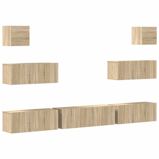 7 Piece TV Cabinet Set Sonoma Oak Engineered Wood 7 Piece TV Cabinet Set Sonoma Oak Engineered Wood