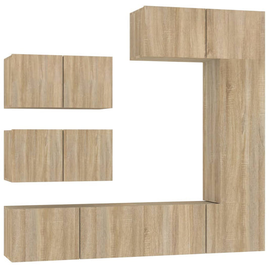 6 Piece TV Cabinet Set Sonoma Oak Engineered Wood 6 Piece TV Cabinet Set Sonoma Oak Engineered Wood